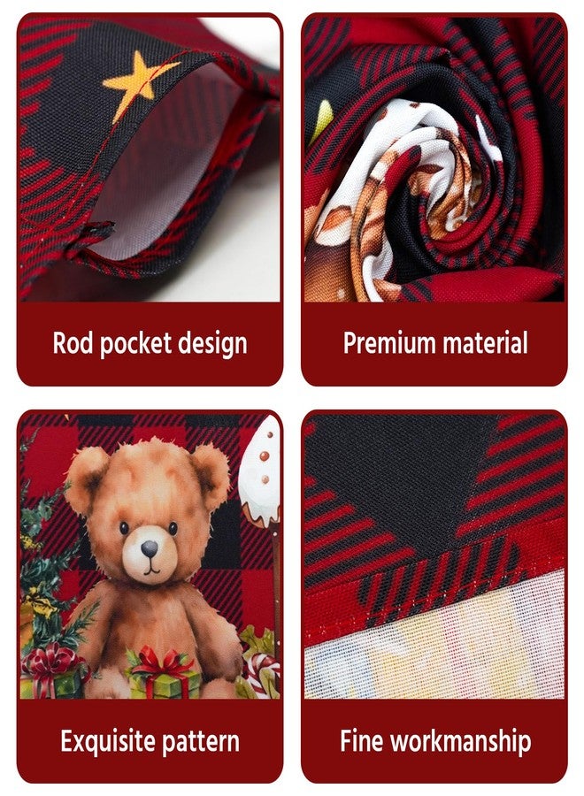 bnhjsdw 3 Pieces Christmas Kitchen Curtains Set, Plaid & Snowflake & Holly Xmas Curtains for Kitchen - Light Filtering, Easy Install Red Valances for Christmas Window Decor - Image 4